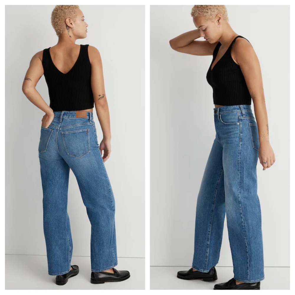 Madewell The Curvy Perfect Vintage Wide Leg Crop Jeans SZ 26 Cresslow Wash - Picture 16 of 16